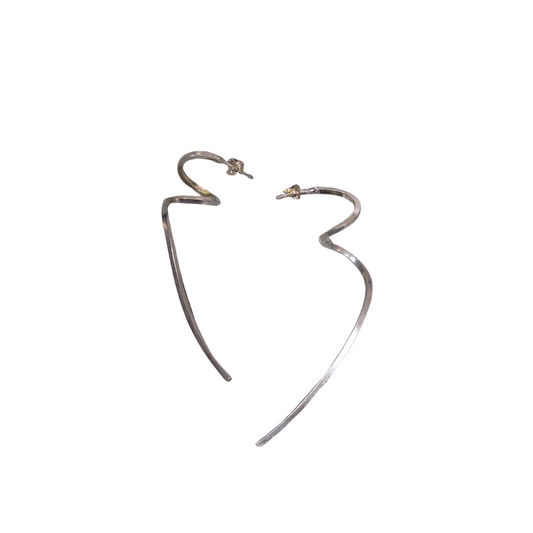 ANNE MORGAN - Athena Long Spiral silver studs