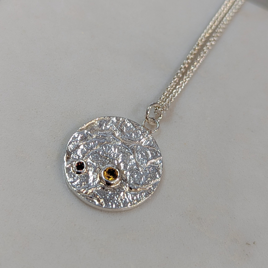 ANNE MORGAN - Moonlens with garnet and citrine necklace