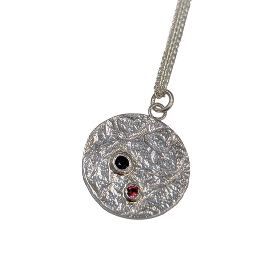 ANNE MORGAN - Moonlens with dark topaz and garnet on spiga 18''