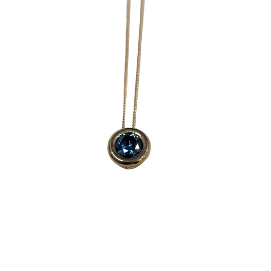 ANNE MORGAN - Blue Diamond Pendant in 18ct yellow gold.