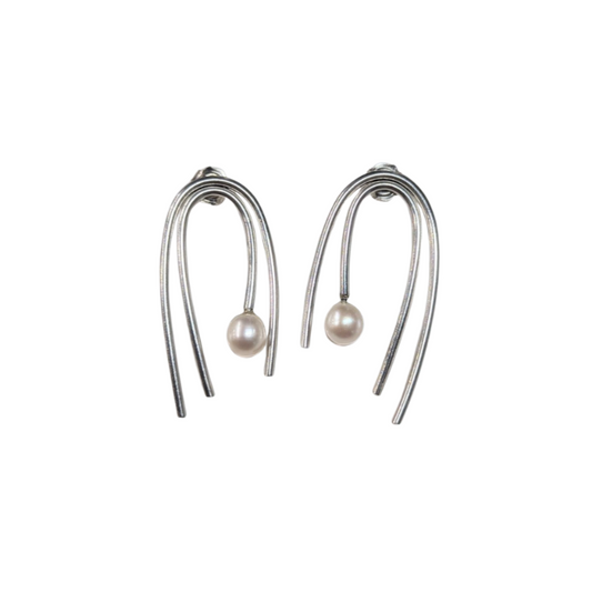 ANNE MORGAN - Athena Arched Two wires with pearls silver studs