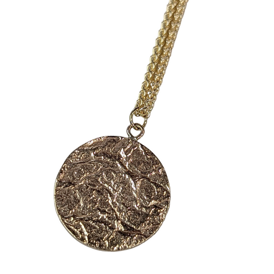 ANNE MORGAN - Moonlens pendant on 18'' 1.3mm spiga in 9ct yellow gold
