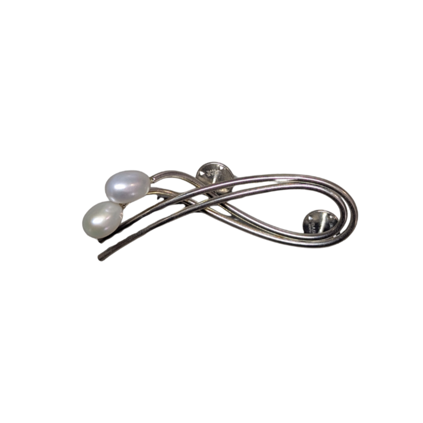 ANNE MORGAN - Double wire double pearl brooch