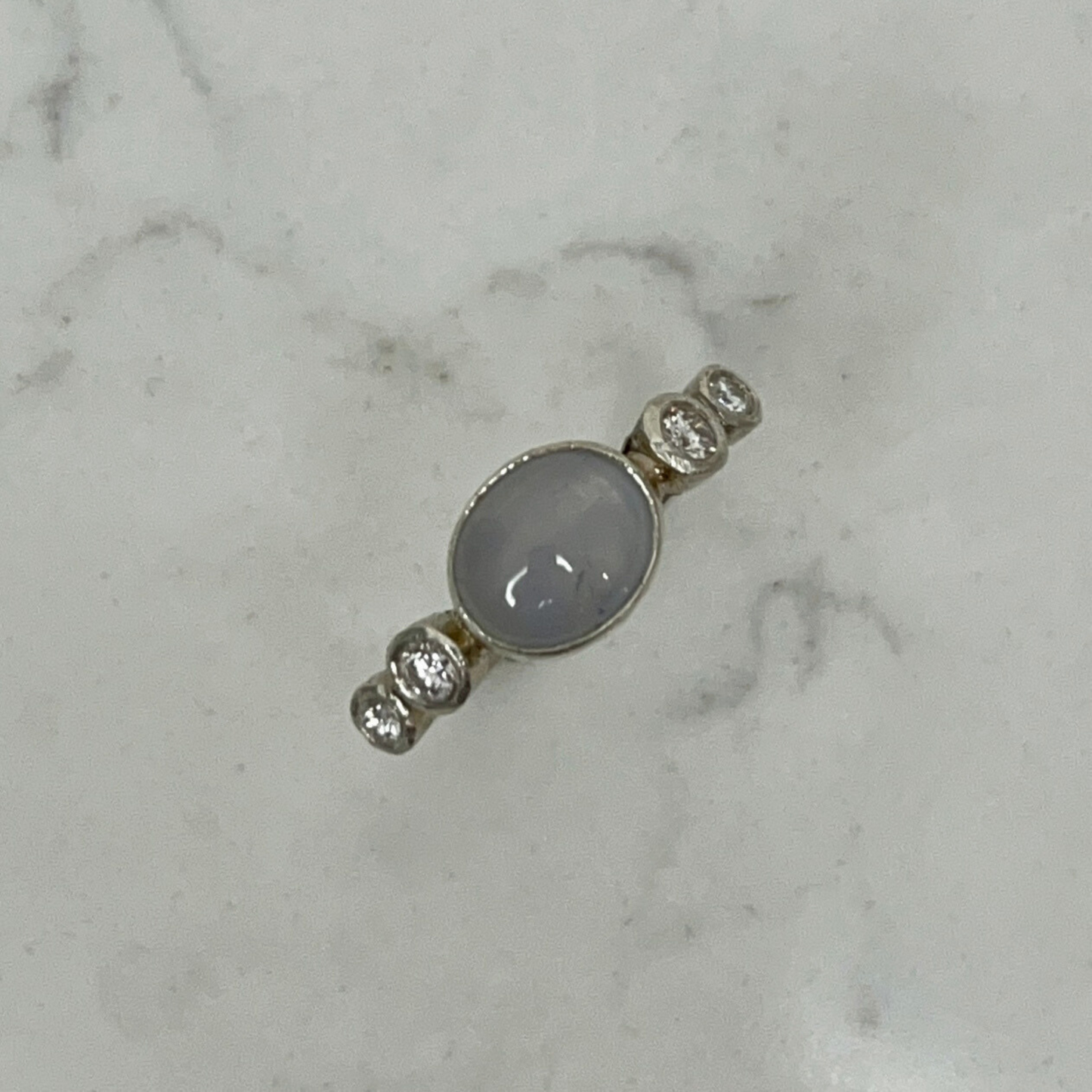 ANNE MORGAN - 'Jessie' Star Sapphire and Diamond Ring 9ct white gold.