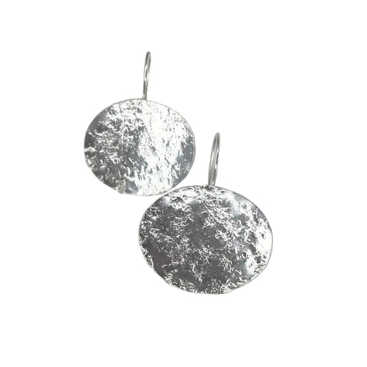 ANNE MORGAN  - Cerigyn Pebble disc drop Sterling Silver Earrings