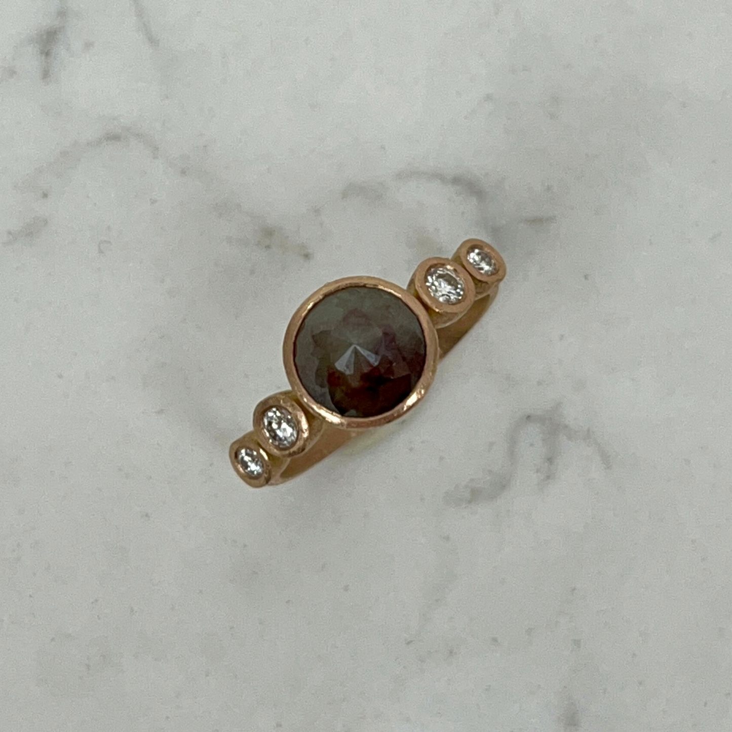 ANNE MORGAN - 'Jessie' Red Rose Cut Brown Diamond 18ct Rose Gold Ring