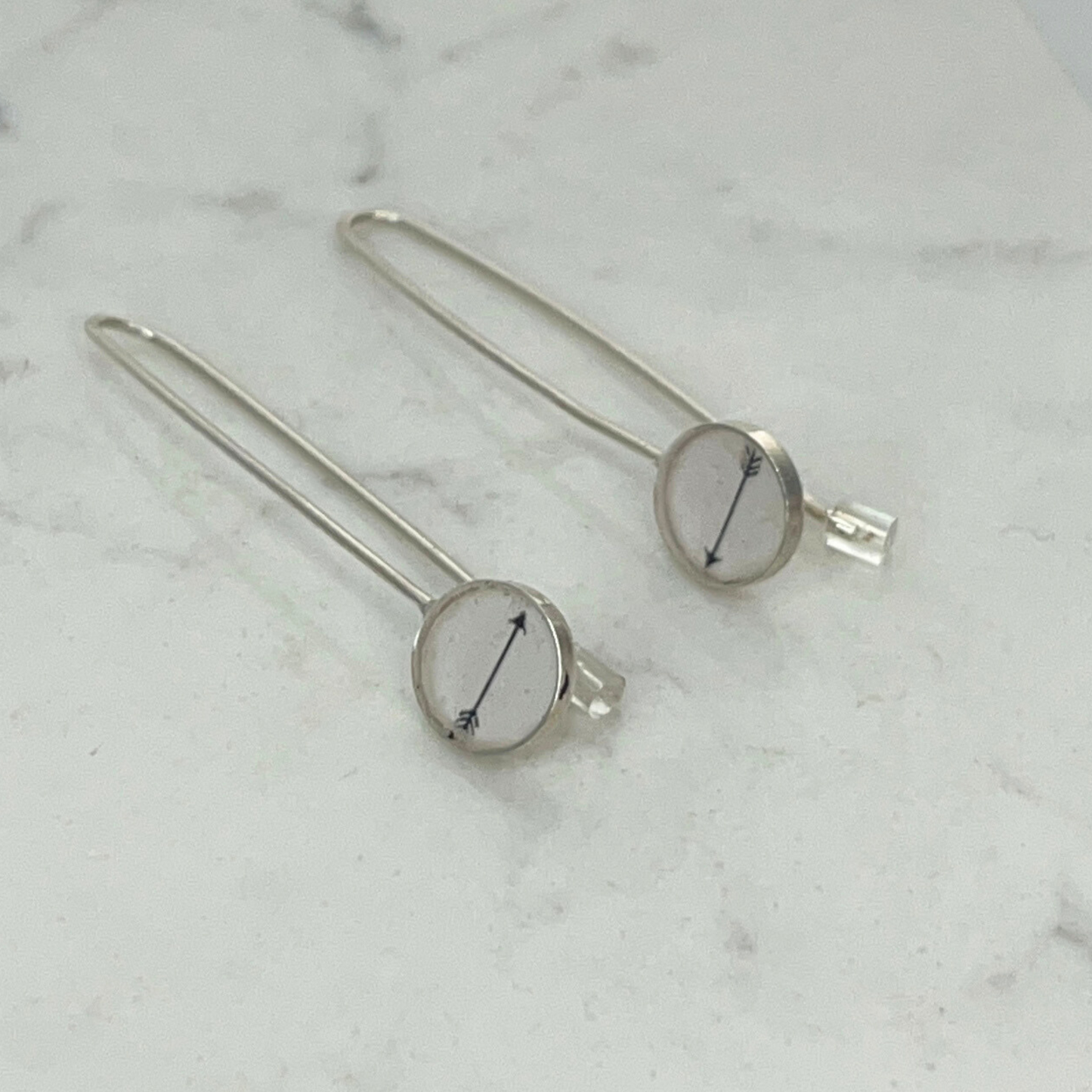 CLARE COLLISON - Sterling Silver Arrow Drop Earrings
