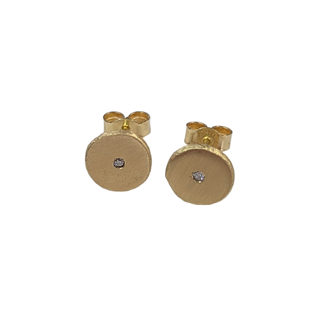 ANNE MORGAN - Moondisc 18ct gold with white diamond studs