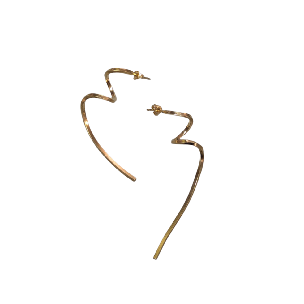 ANNE MORGAN - Athena Long spiral silver gold plated studs