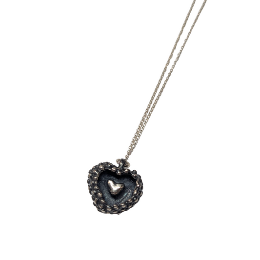 CLAIRE QUICK -  Silver oxidised heart necklace
