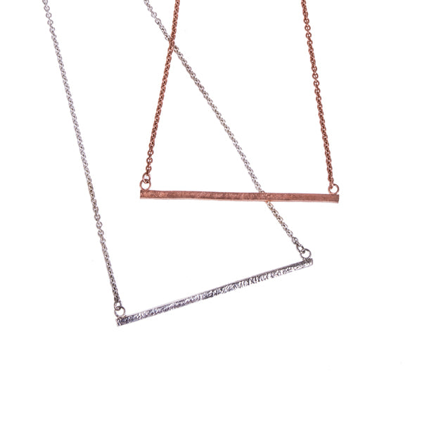 ANNE MORGAN - Silver Bar Necklaces Small- Silver or Oxidised.