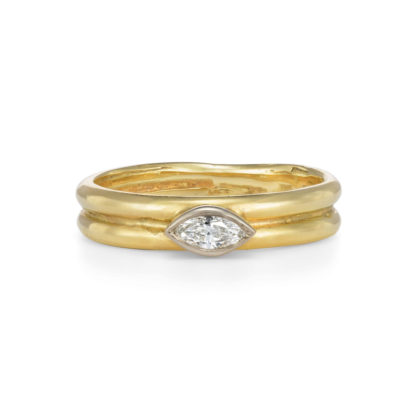 ANNE MORGAN - 18ct gold ring with marquise diamond .15ct