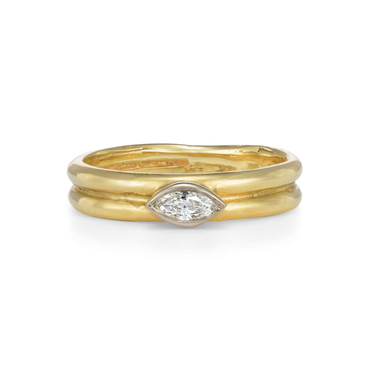 Marquise Diamond Ring - 18ct Yellow & White Gold
