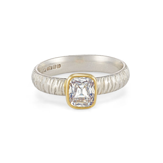 Stephanie Ring with Old Cut Diamond - Platinum & 14ct Yellow Gold