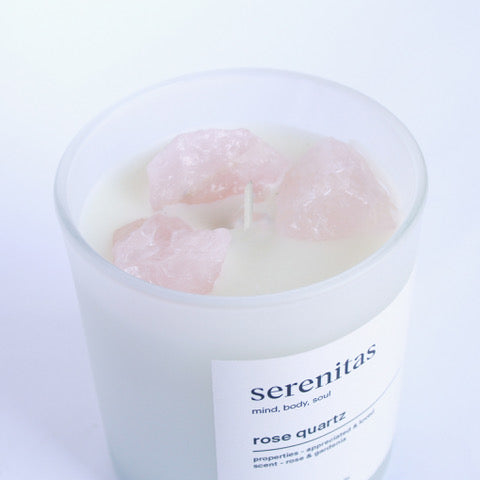 SERENITAS - Rose Quartz Crystal Infused Scented Candle