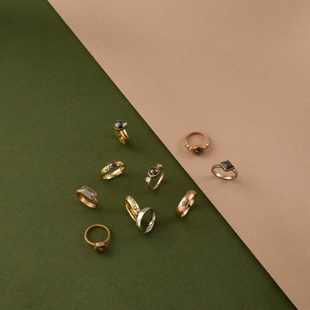 'Jessie' Red Rose Cut Brown Diamond 18ct Rose Gold Ring