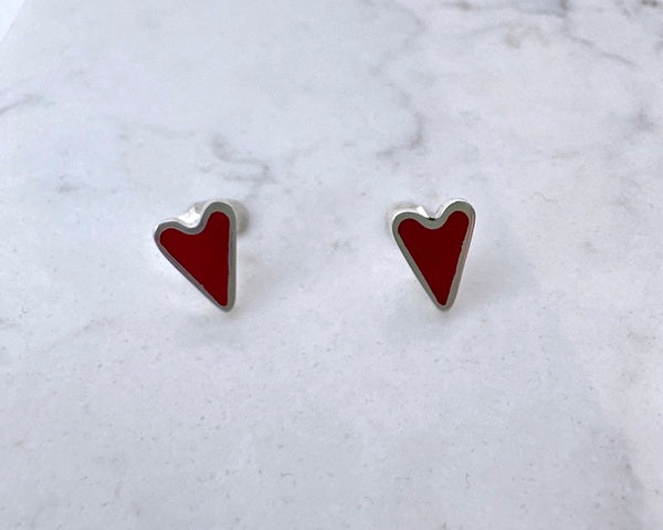 CLARE COLLINSON - Little Red Heart Resign Filled Studs