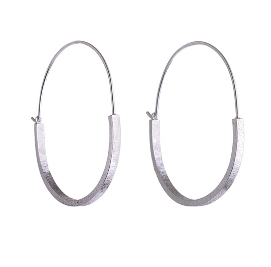 LUCY THOMPSON - BAR Basket Hoops, Large - Sterling Silver