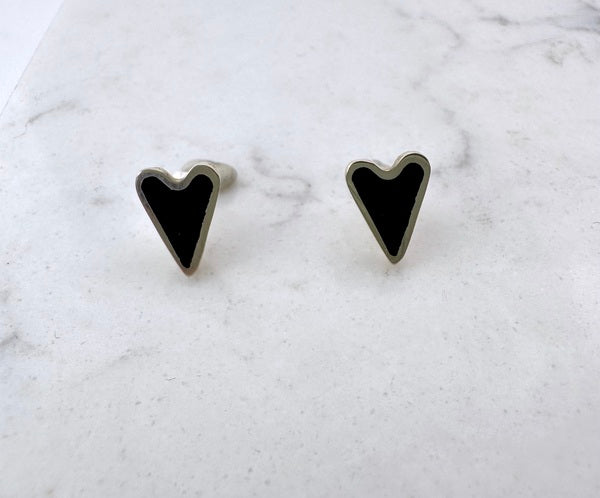 CLARE COLLINSON - Little Heart Brass Studs Filled With Black Resin