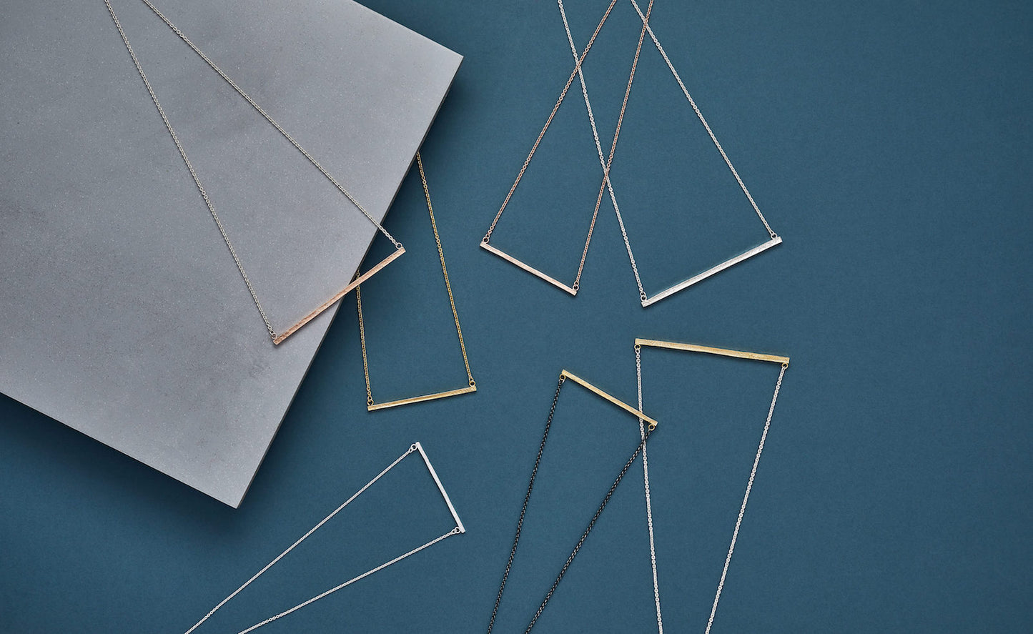 ANNE MORGAN - Large Silver Bar Necklace yellow gold plated