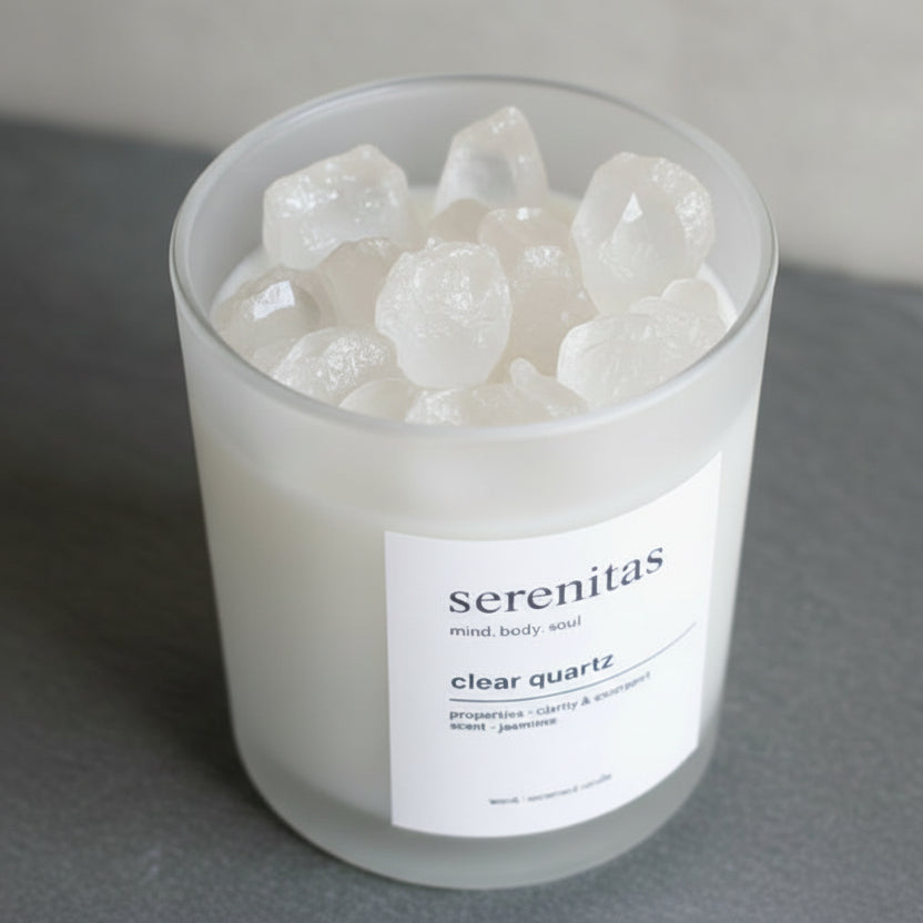 SERENITAS - Clear Quartz Crystal Infused Scented Candle