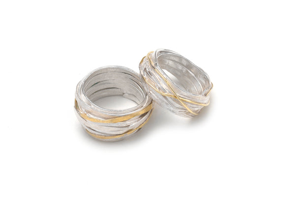 SHIMARA CARLOW - Silver Ring with Yellow Gold Wrap Detail. 8mm
