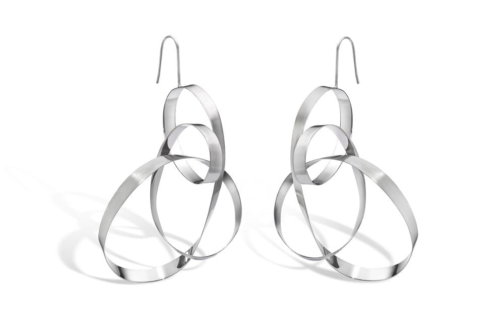 JODIE HOOK - Large Sterling Silver Ribbon Rollercoaster Earrings
