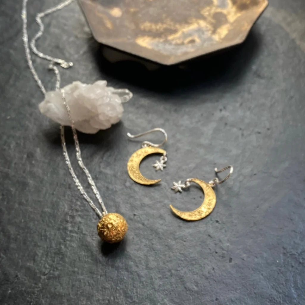 MOMOCREATURA - Moon Sphere Necklace Silver x Yellow Gold Plated 55cm