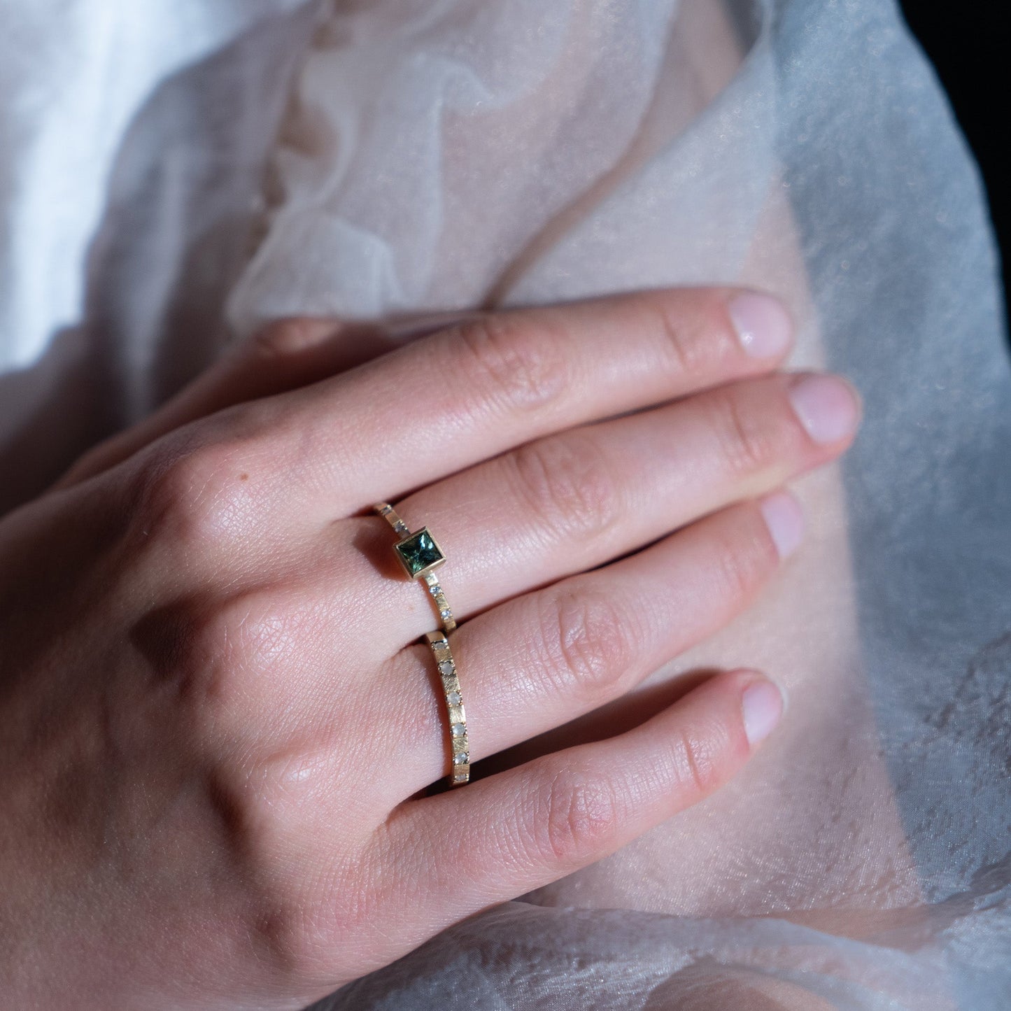 ALMA SOPHIA - Classic Solitaire with Tourmaline & Diamond