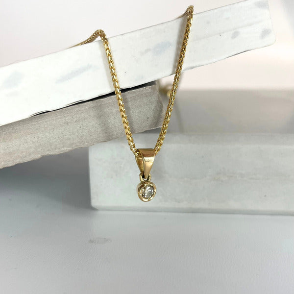 KATE HODGSON - 18ct Yellow Gold Flower Set Diamond Pendant 0.17ct