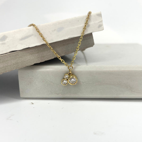 KATE HODGSON - 18ct Yellow Gold Three Stone Diamond Set Pendant