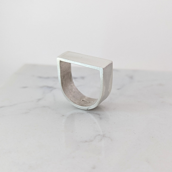 LUCY BURKE - D Shape Wide Silver Ring (size N1/2)