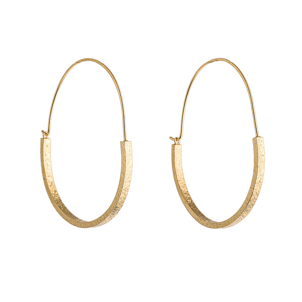 LUCY THOMPSON JEWELLERY - Hoops Textured Bar 'Basket' Yellow Gold Plated