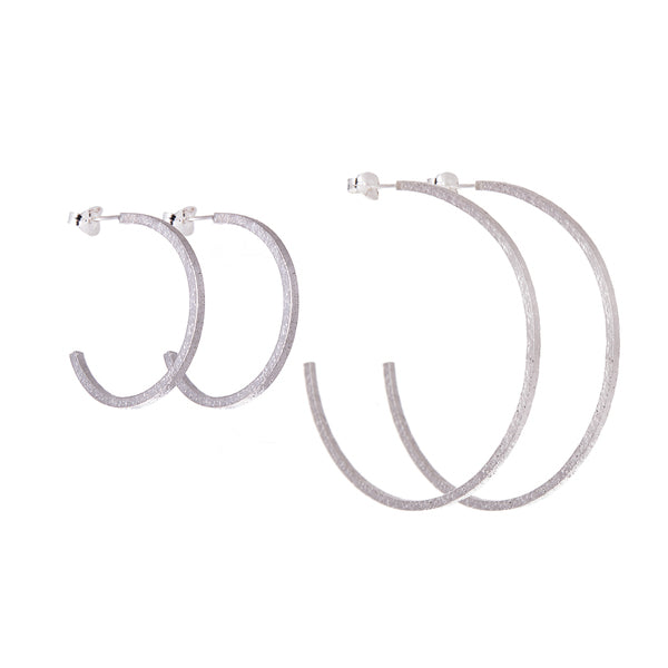 LUCY THOMPSON JEWELLERY - Hoops Small Textured Silver