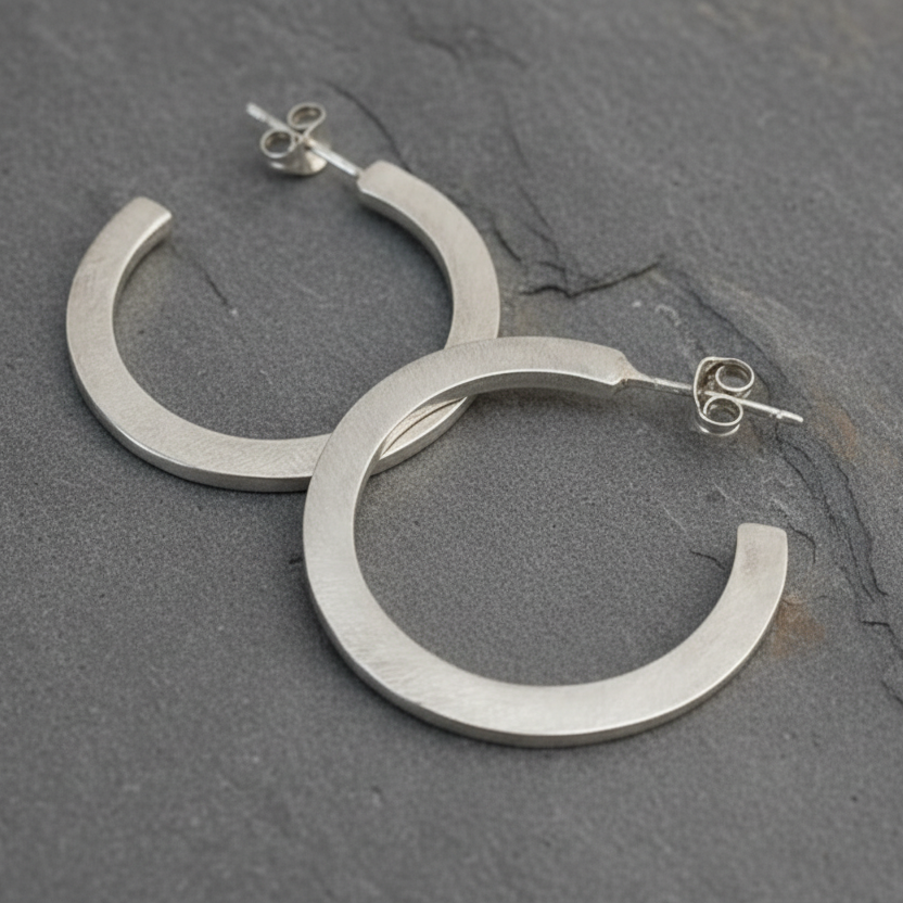 LUCY BURKE - C Hoops, Mini, Sterling Silver