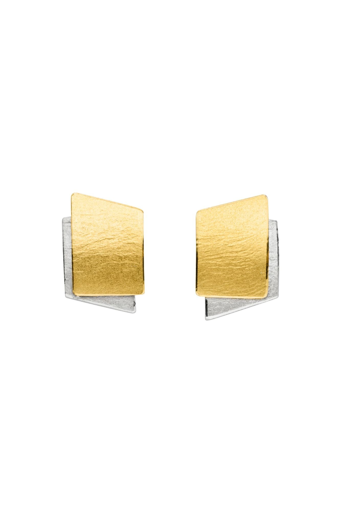MANU - Silver and 22CT yellow gold layered stud earrings