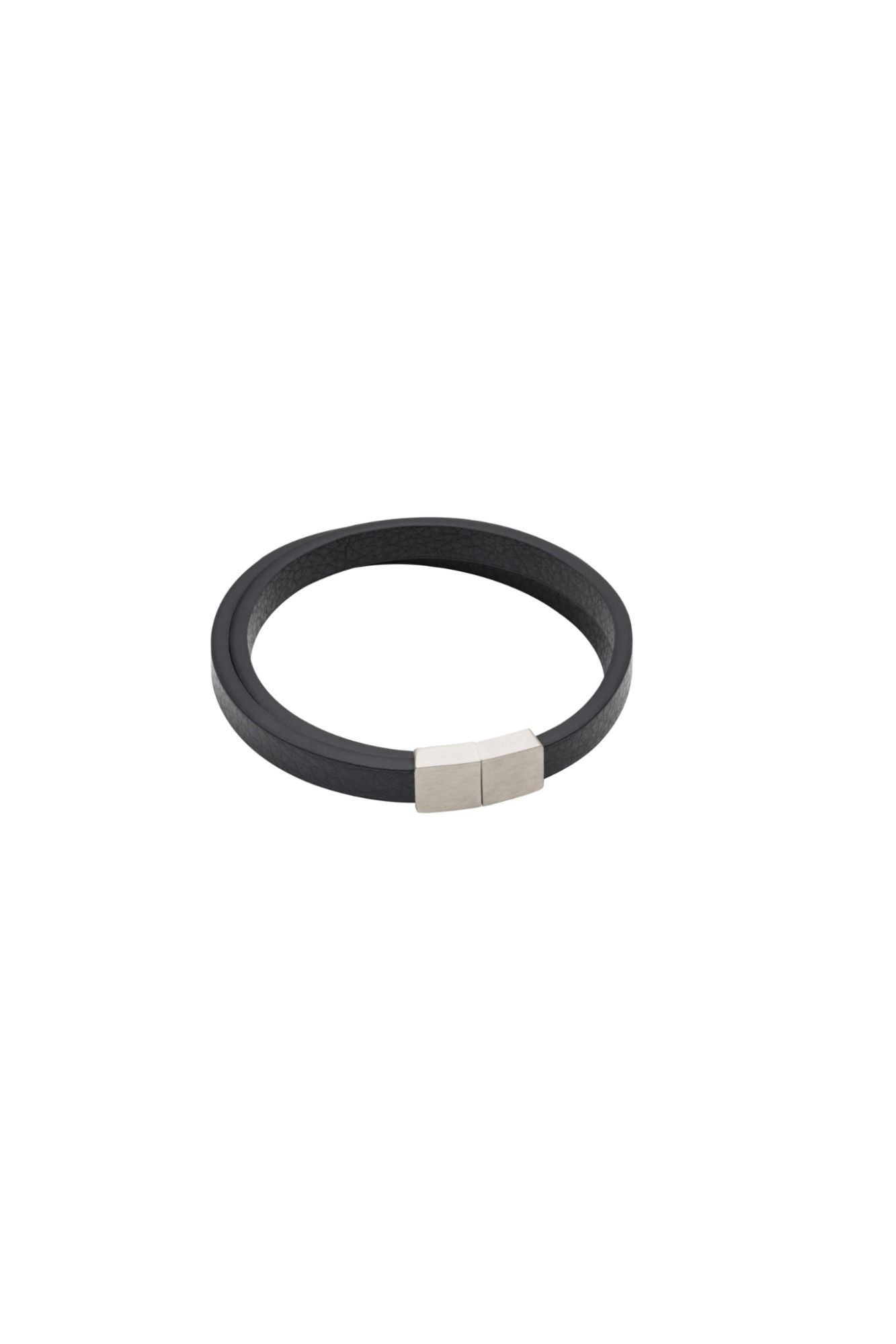 FRED BENNETT Recycled Steel leather snake effect bracelet