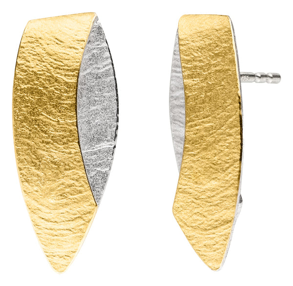 MANU 22ct yellow gold and silver studs