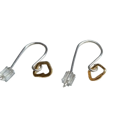 BEA JARENO - Indian summer tiny hook earrings recycled sterling silver +24ct yellow gold vermeil