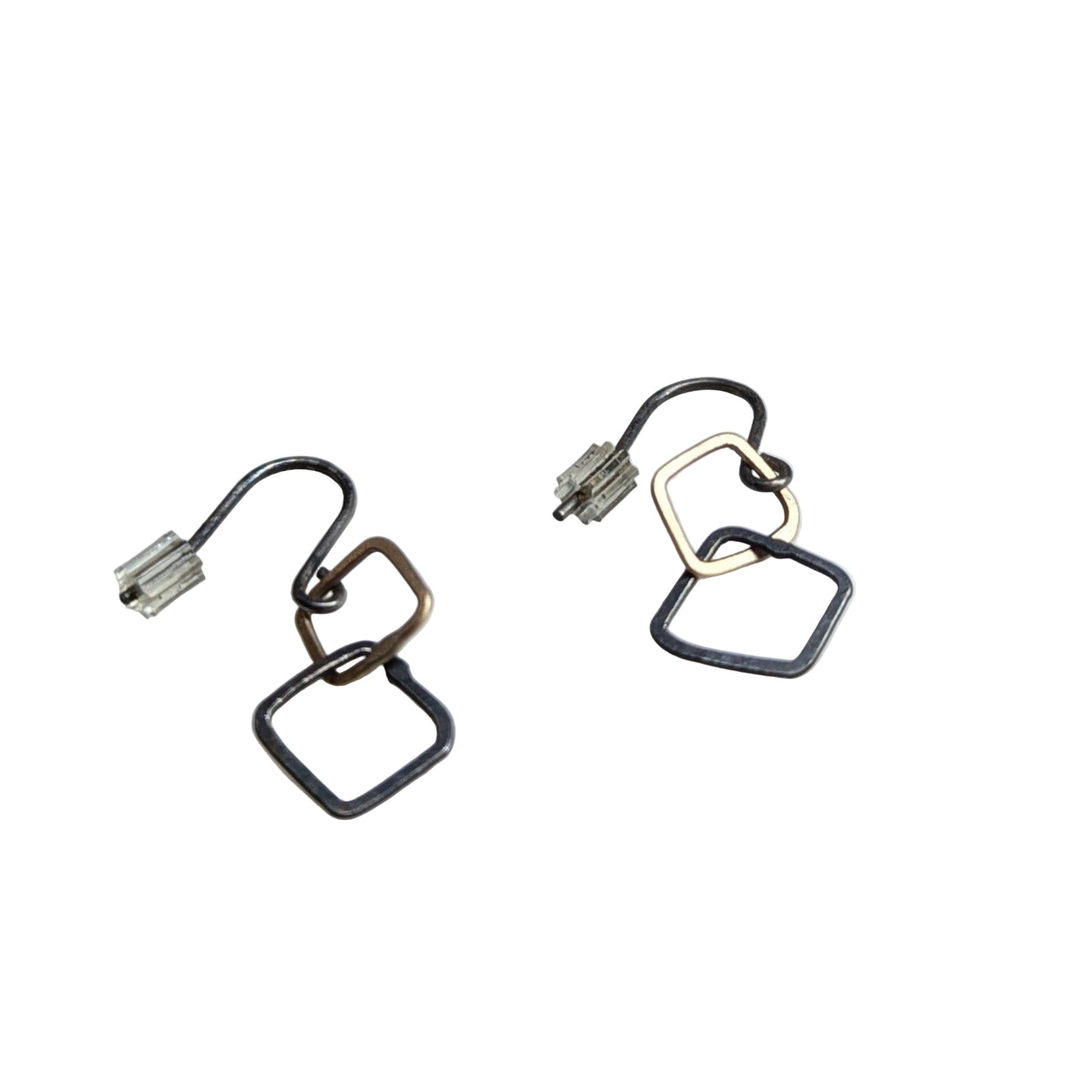 BEA JARENO - Indian summer 2 link hook earrings in recycled oxidised sterling silver with 9ct yellow links