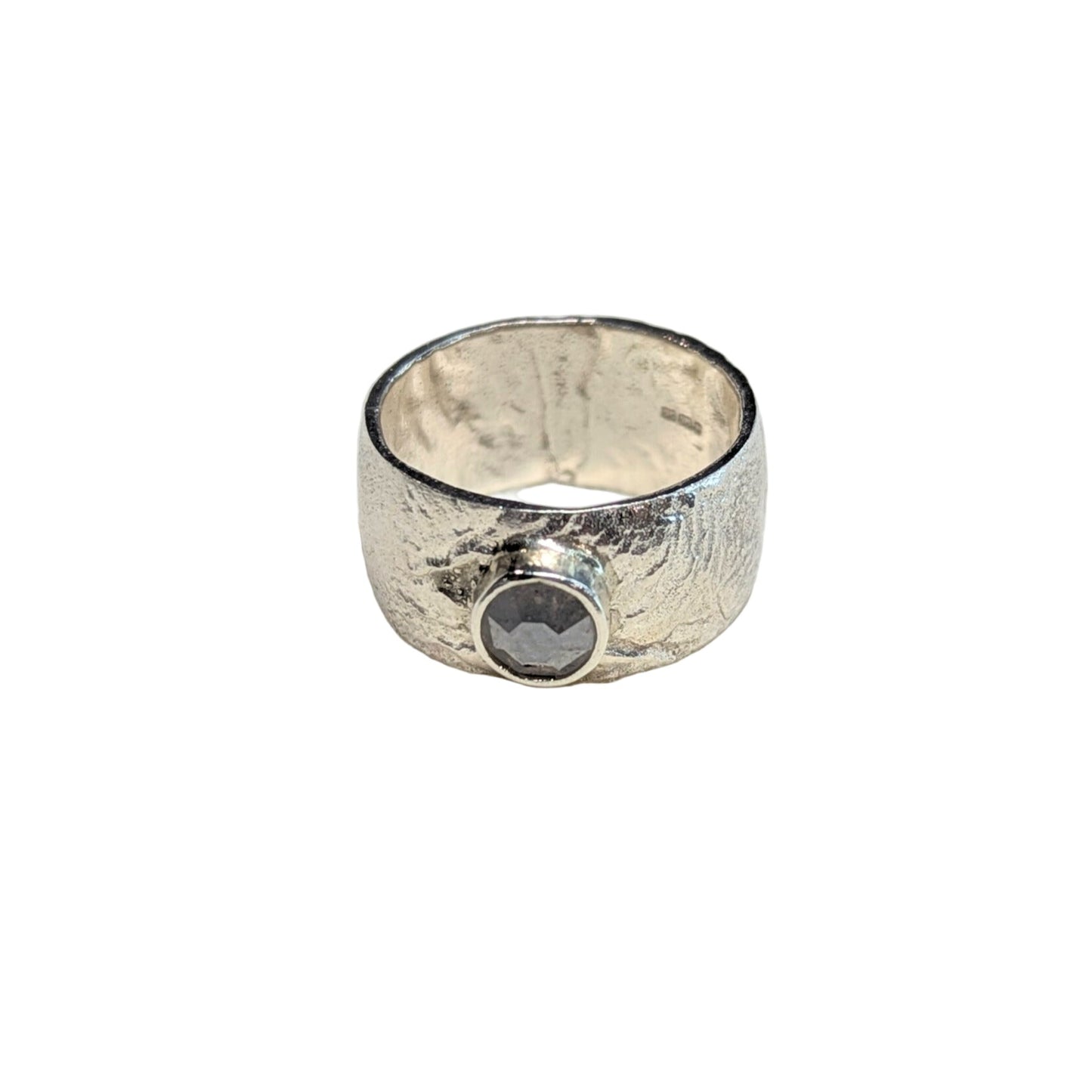 ANNE MORGAN - Orb diamond ring 9ct white gold with salt & pepper