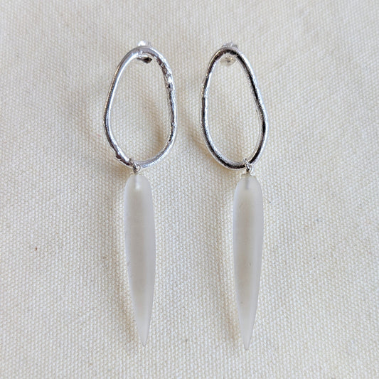 ANNE MORGAN - Moonlink Studs with Frosted Rock Crystal Quartz