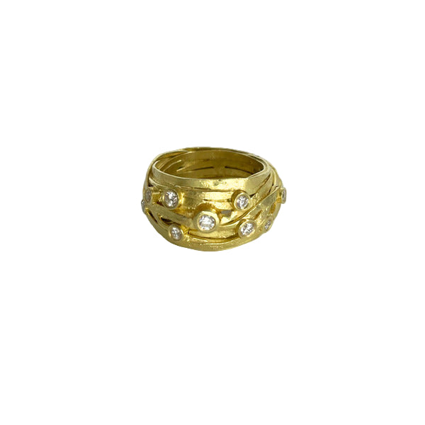 SHIMARA CARLOW - 18ct Gold Wrap Ring With 9 Rub over Diamonds