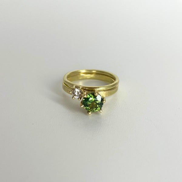 SHIMARA CARLOW - Parti Sapphire(1.32ct) & Champagne Diamond 18ct double ring