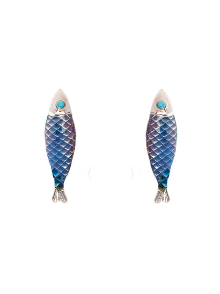 SIMON HARRISON JEWELLERY - Earring Stainless Steel with Blue Enamel.