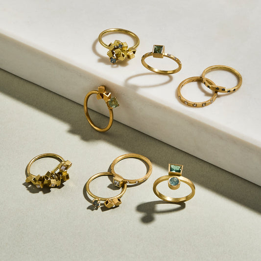 ALMA SOPHIA - Classic Solitaire with Tourmaline & Diamond - 18ct Yellow Gold