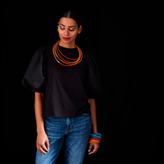 GILLY LANGTON - Super string necklace- Rust/cocoa