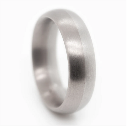 NIESSING - 6mm Oval Shank Profile Ring - 18ct Grey Gold & Platinum Silk Matt