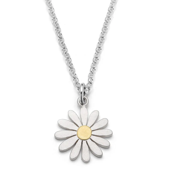 DIANA GREENWOOD Aster Flower pendant in Silver & 18ct gold