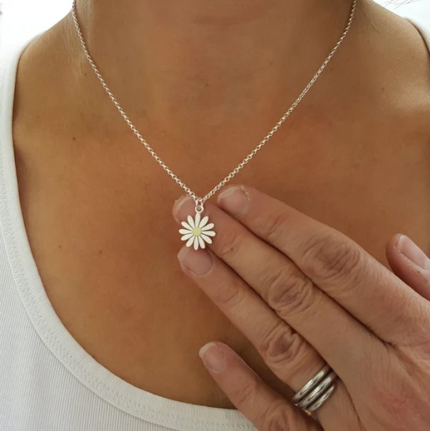 DIANA GREENWOOD Aster Flower pendant in Silver & 18ct gold